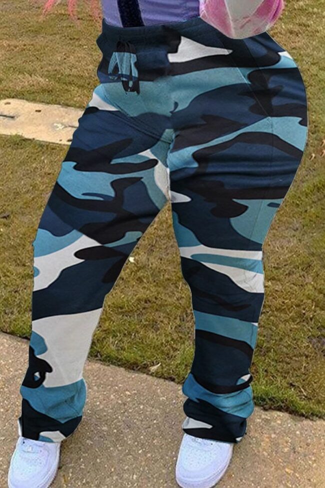Street Camouflage Print Boot Cut Bottoms
