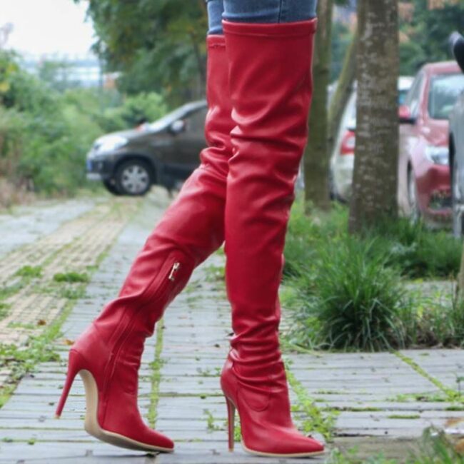 Fashion Solid Color Pointed Stiletto High Boots