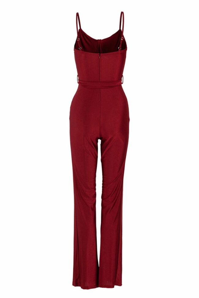 Daily Spandex Solid Bandage Backless Spaghetti Strap Regular Jumpsuits