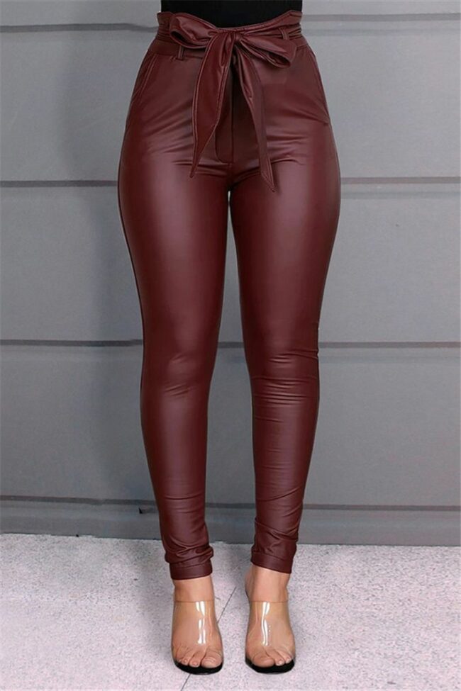 Fashion Casual Solid Basic Skinny High Waist Pencil Trousers