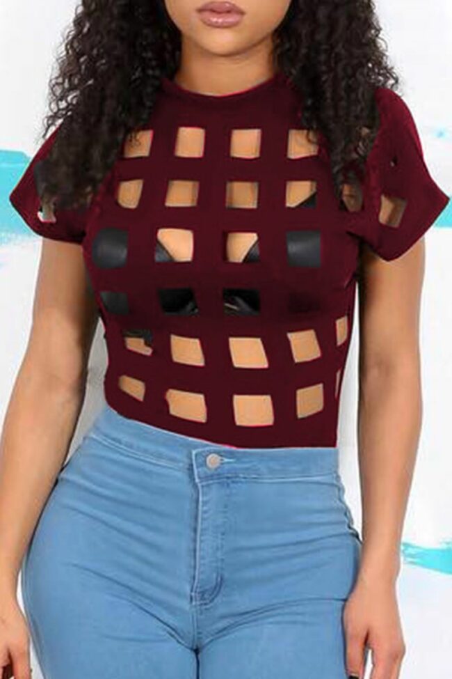 Sexy Casual Solid Hollowed Out O Neck Tops