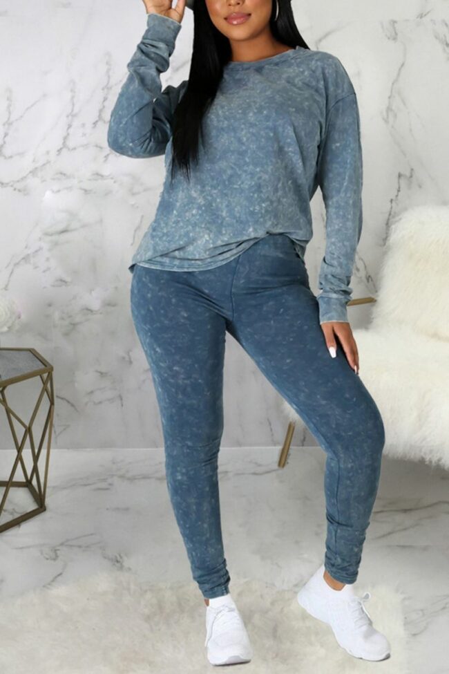 Sexy Casual Solid Split Joint O Neck Long Sleeve Two Pieces