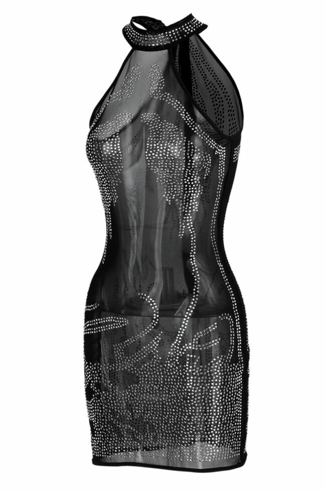 Sexy Solid Split Joint See-through Hot Drill O Neck Pencil Skirt Dresses