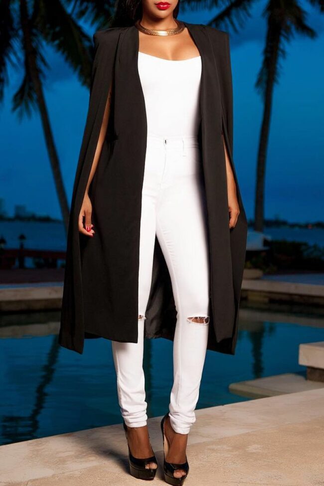 Fashion Casual Solid Cardigan Turn-back Collar Outerwear