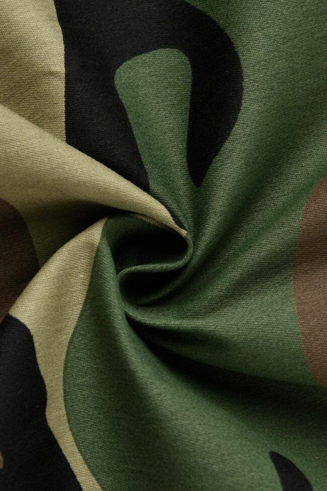 Turndown Collar Letter Print Camouflage Patchwork Print Long Sleeve Coats & Cardigan