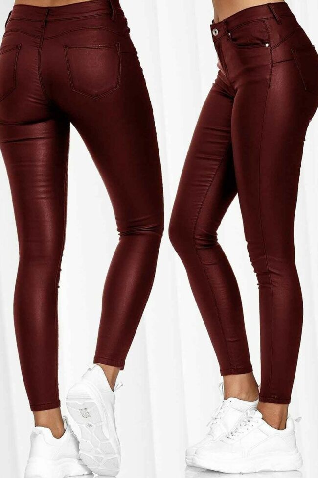 Casual Solid Split Joint High Waist Pencil Solid Color Bottoms