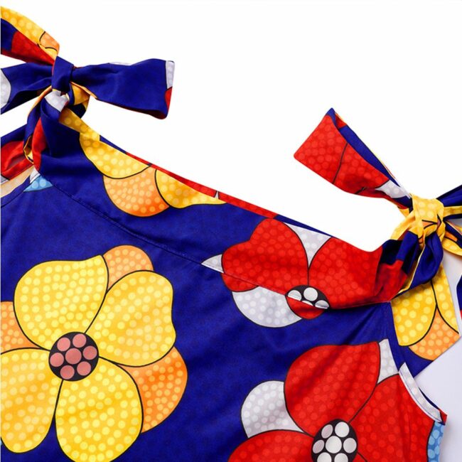 Sexy Bohemian Floral Strap Design Off the Shoulder Maxi Dresses