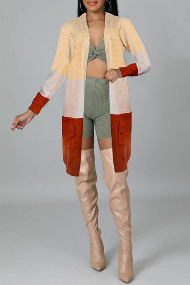 Fashion Casual Patchwork Cardigan Outerwear