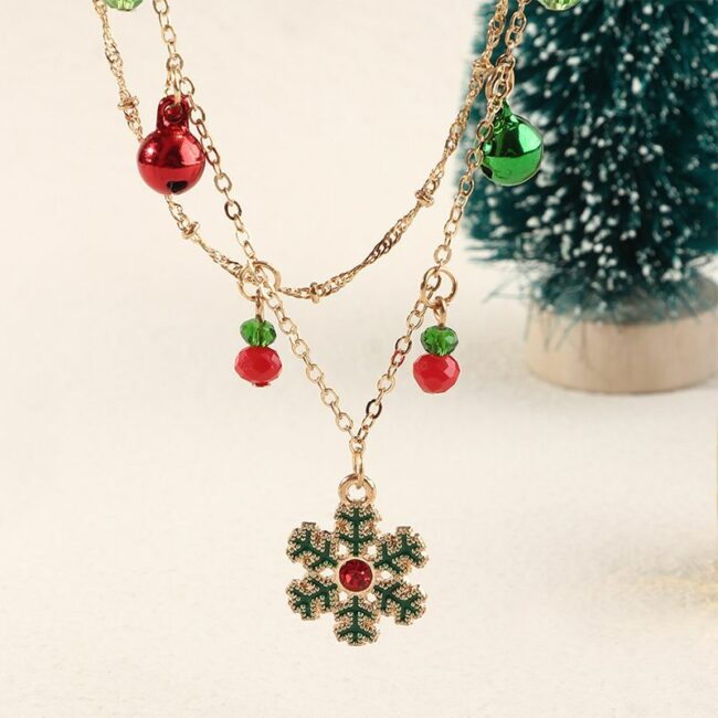 Party Patchwork Snowman Printed Chains Necklaces