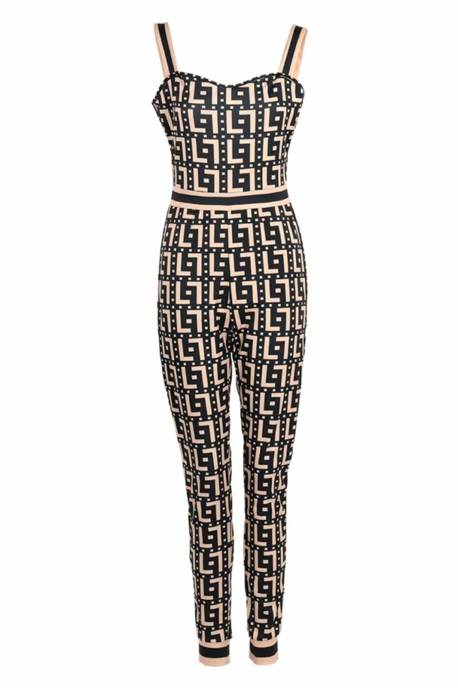 Sexy Casual Print Split Joint Backless Square Collar Skinny Jumpsuits