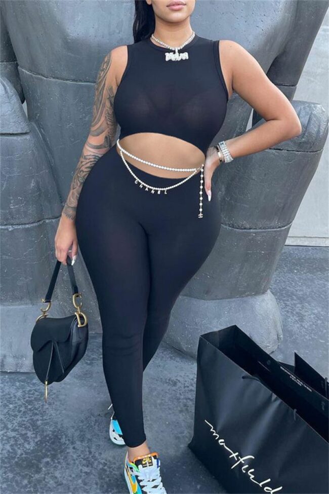 Sexy Casual Solid Hollowed Out Half A Turtleneck Skinny Jumpsuits