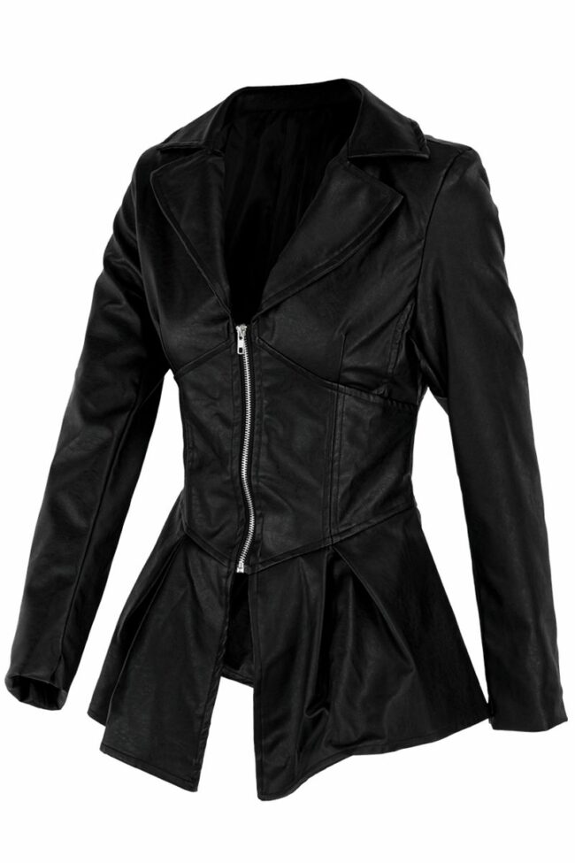Fashion Casual Solid Split Joint Turndown Collar Outerwear
