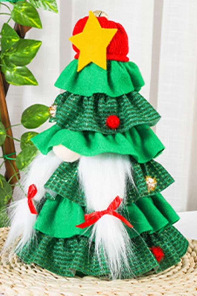 Christmas Day Party Cute Split Joint Flounce Christmas Tree Printed Costumes