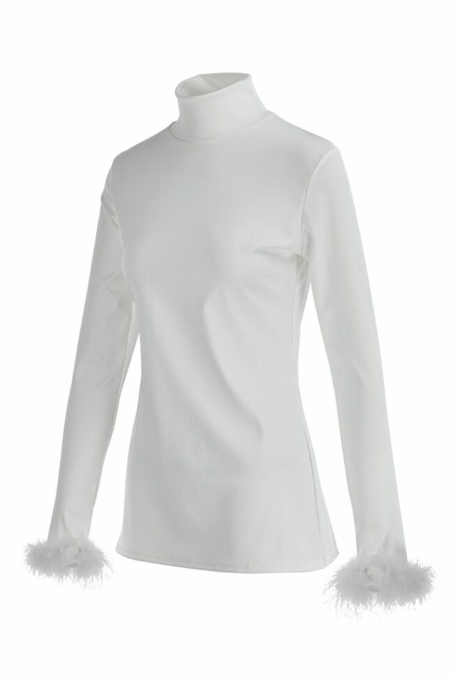 Fashion Casual Solid Split Joint Turtleneck Tops