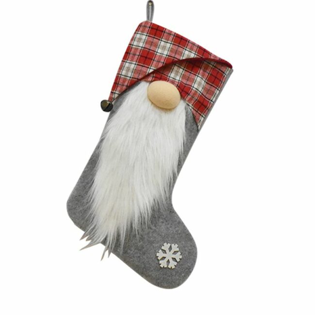 Party Vintage Cute Plaid Santa Claus Split Joint Sock