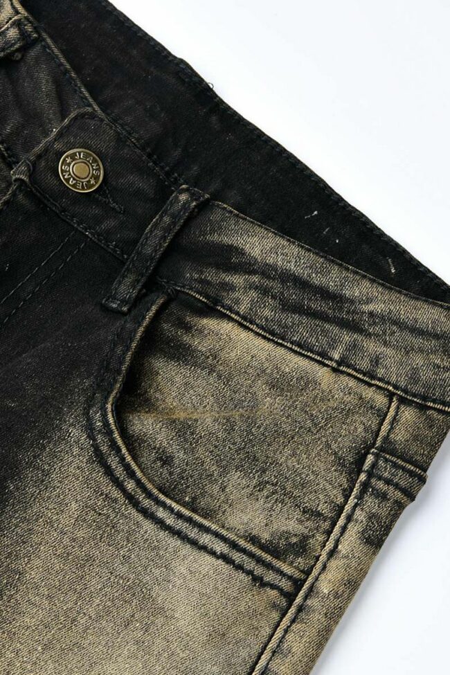 Fashion Casual Tie Dye Basic High Waist Regular Denim Jeans