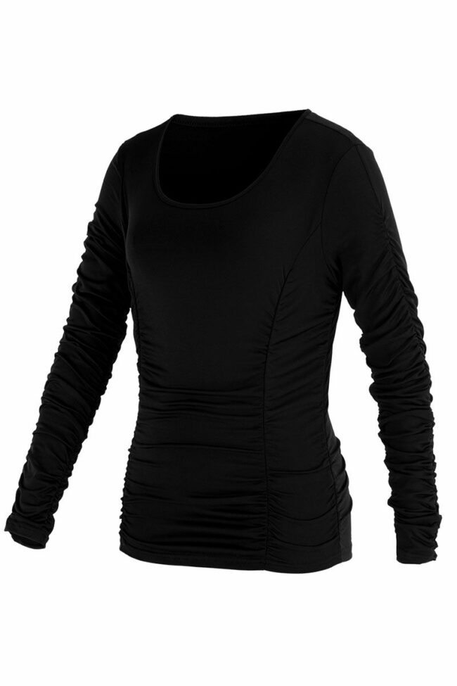 Casual Solid Split Joint Fold O Neck Tops