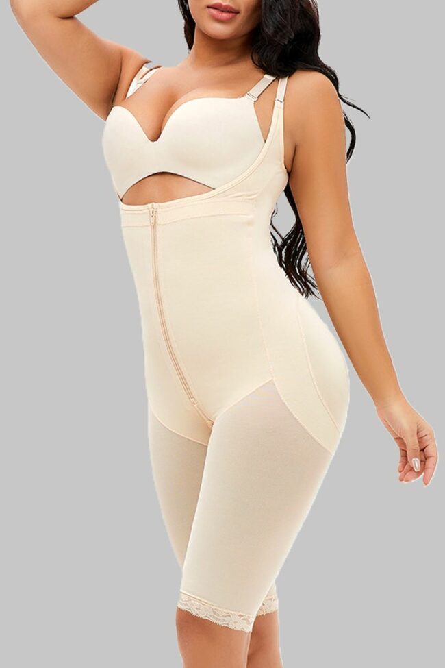 Fashion Sexy Solid Split Joint See-through Zipper Bustiers