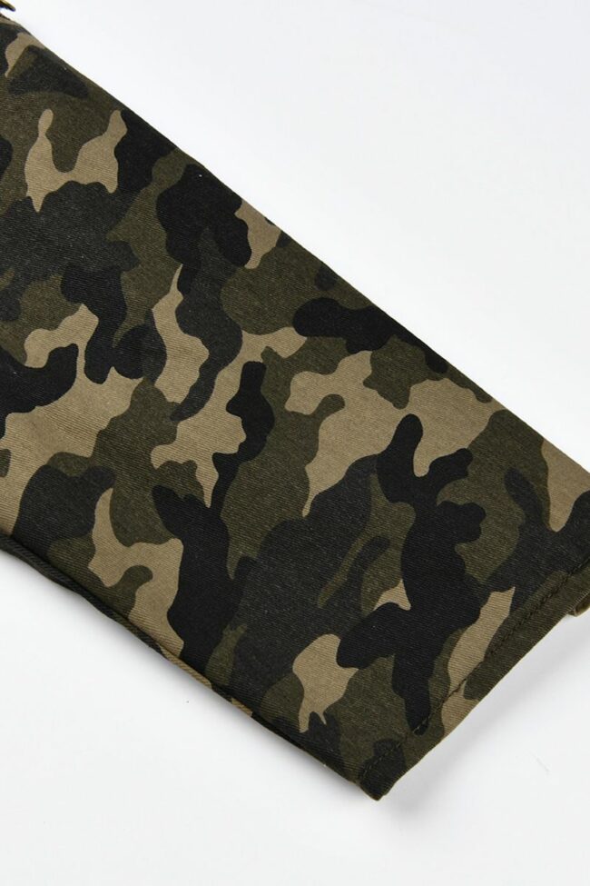 Fashion Casual Camouflage Print Split Joint Zipper Collar Plus Size Jumpsuits