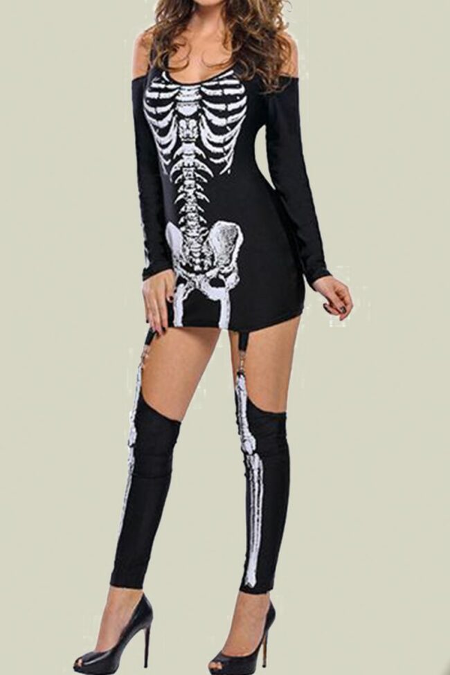 Halloween Sexy Party Split Joint Print Costumes