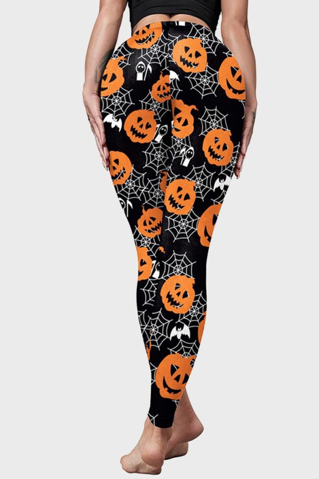 Halloween Fashion Casual Basic Print High Waist Skinny Trousers