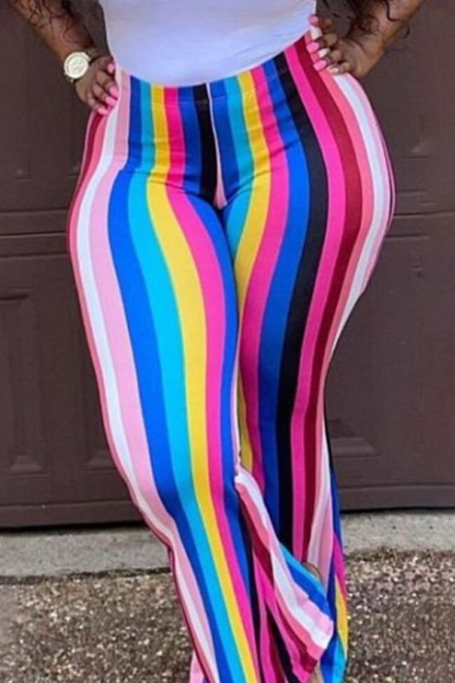 Sexy Striped Split Joint Plus Size