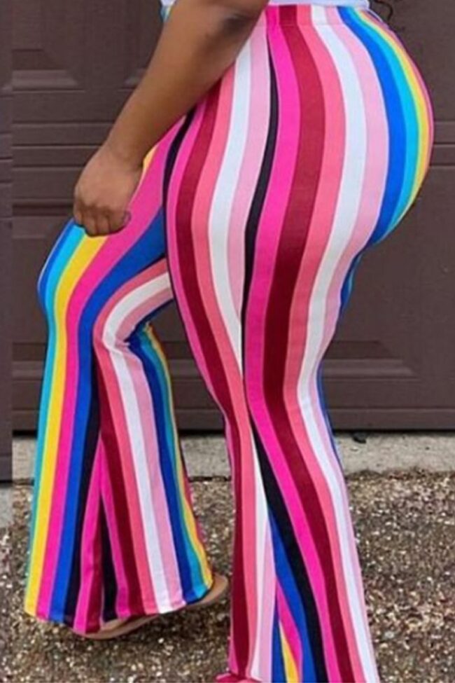 Sexy Striped Split Joint Plus Size
