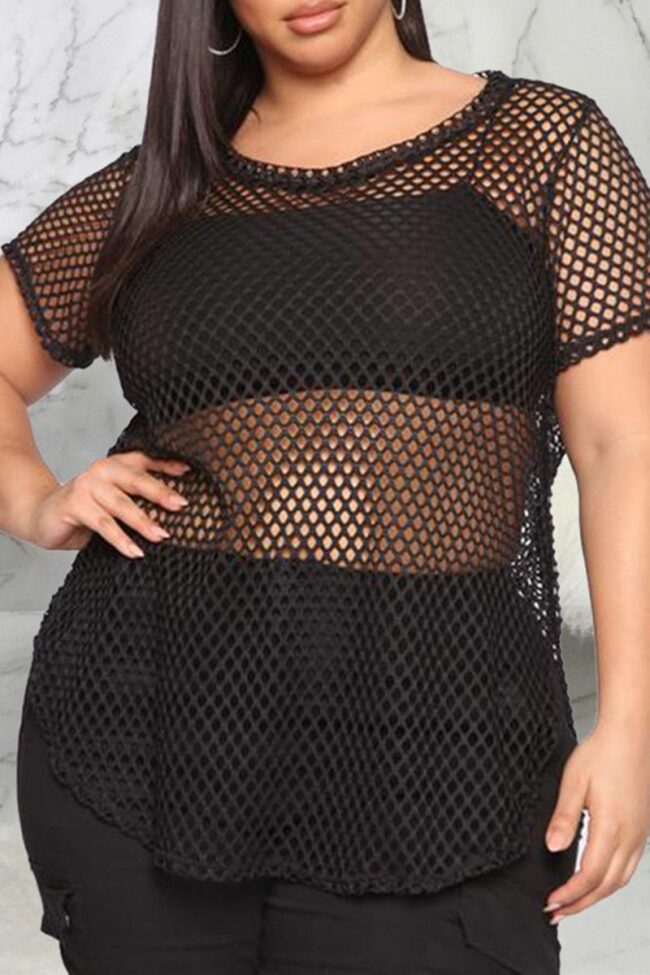 Fashion Sexy Solid Hollowed Out See-through Swimwears Cover Up