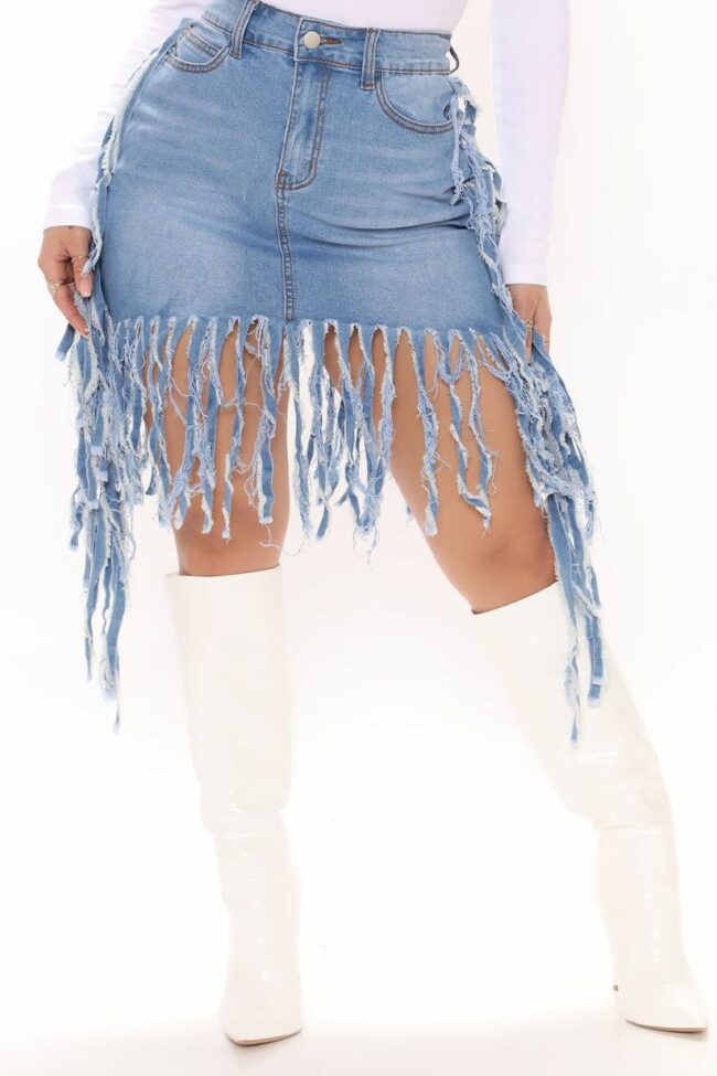 Casual Solid Tassel Skinny Mid Waist Pencil Solid Color Bottoms