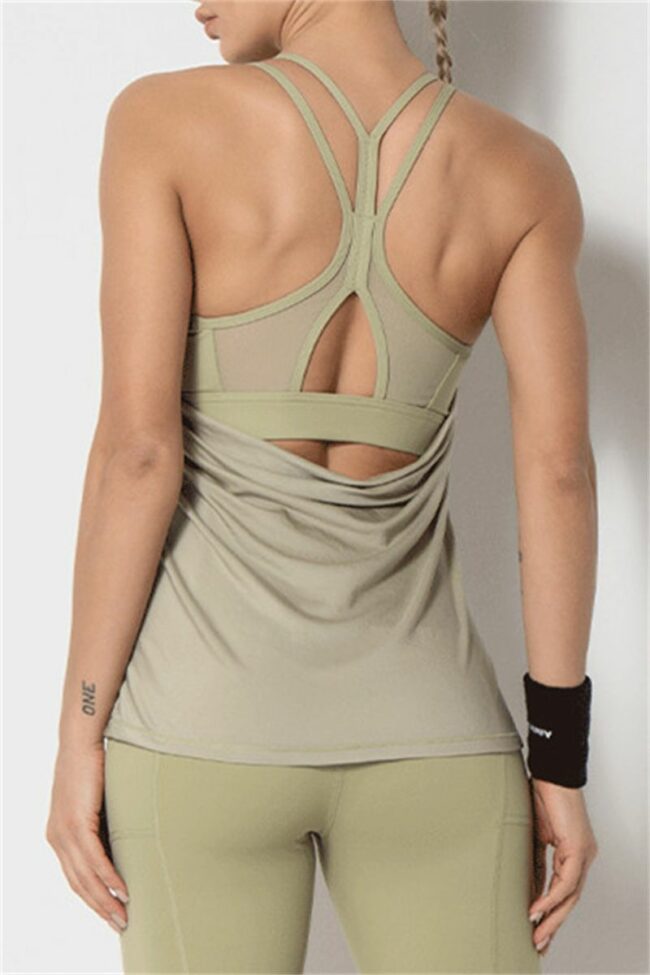 Casual Sportswear Solid Backless Yoga Vest Top