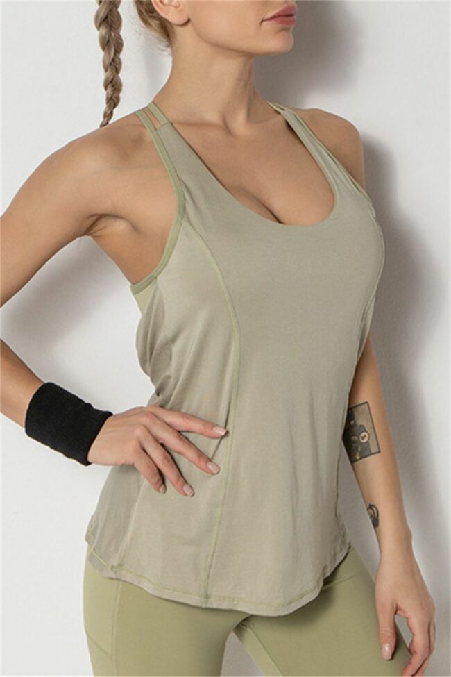 Casual Sportswear Solid Backless Yoga Vest Top