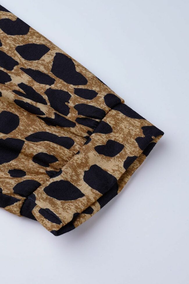 Sexy Print Leopard Bandage Split Joint V Neck Tops