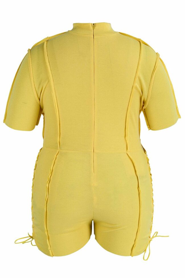 Sexy Solid Hollowed Out Half A Turtleneck Plus Size Jumpsuits