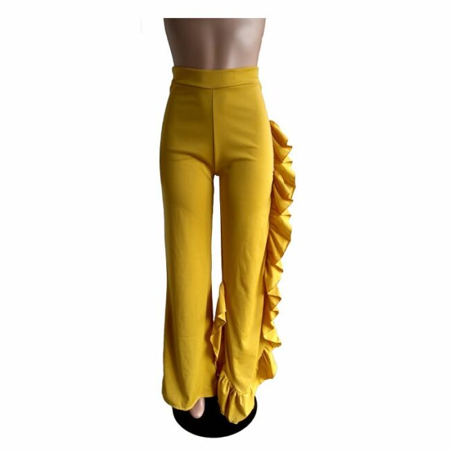 Elastic Fly Mid Patchwork Loose Pants Pants