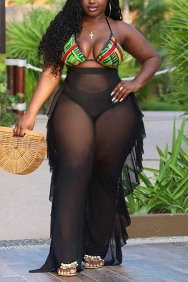 Fashion Sexy Solid Plus Size Beach Trousers