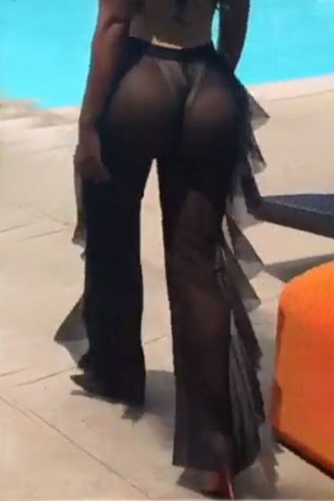 Sexy Solid See-through Straight High Waist Straight Solid Color Bottoms