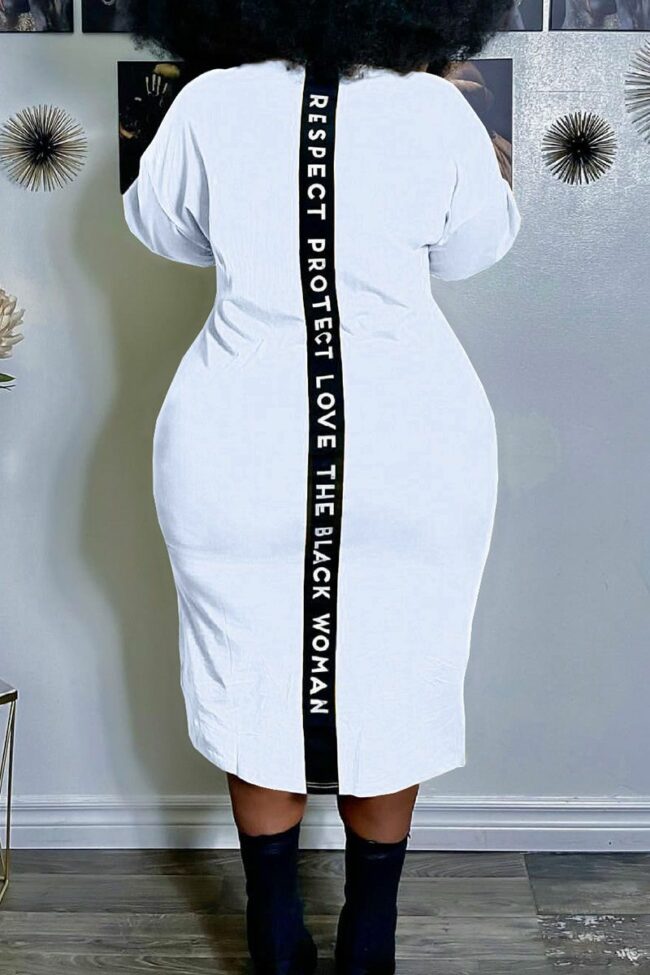 Casual Print Split Joint Slit O Neck Straight Plus Size Dresses
