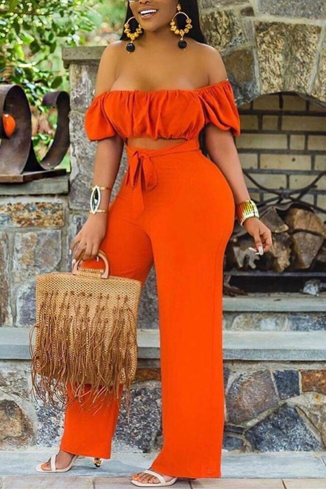 Sexy Fashion Strapless Short Sleeve Jumpsuit