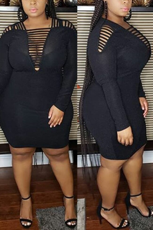 Fashion Sexy Long Sleeve Plus Size Dress