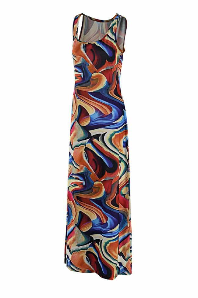 Sexy Print Split Joint Square Collar Pencil Skirt Dresses