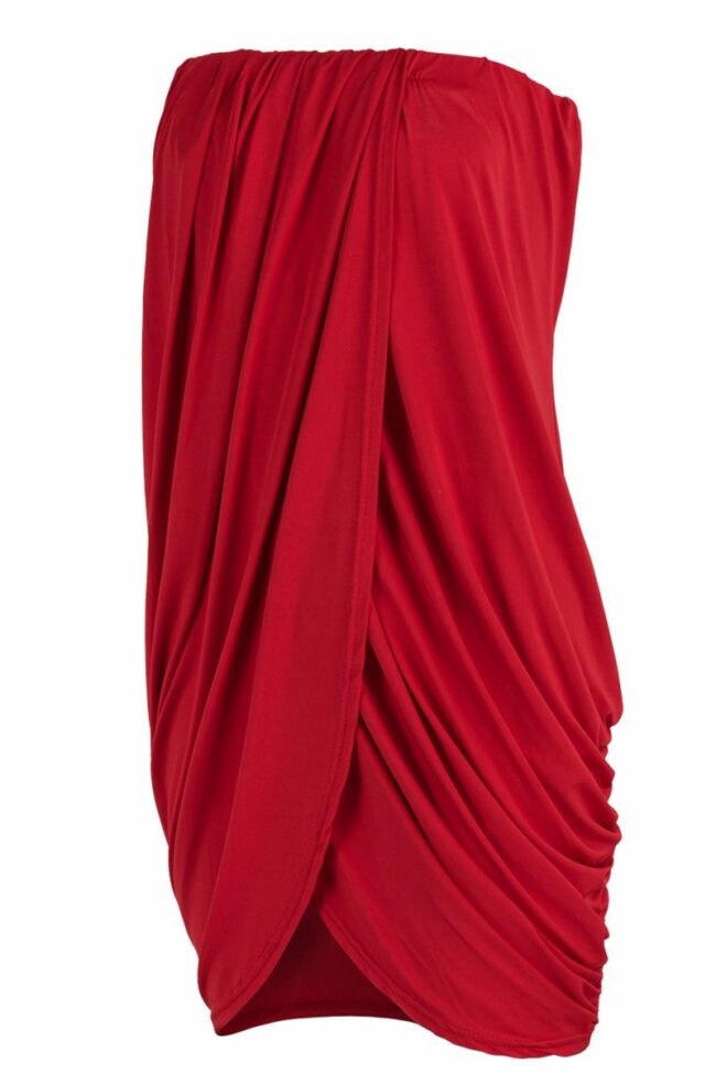 Red Sexy Solid Split Joint Strapless Irregular Dress Plus Size Dresses