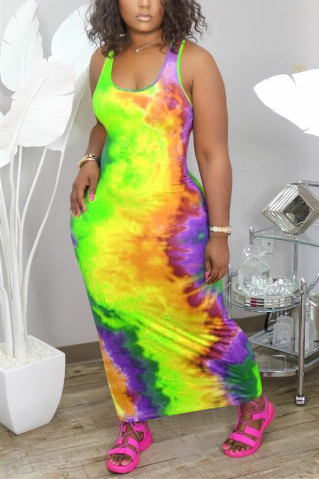 Fashion Sexy Print Plus Size Sleeveless Dress