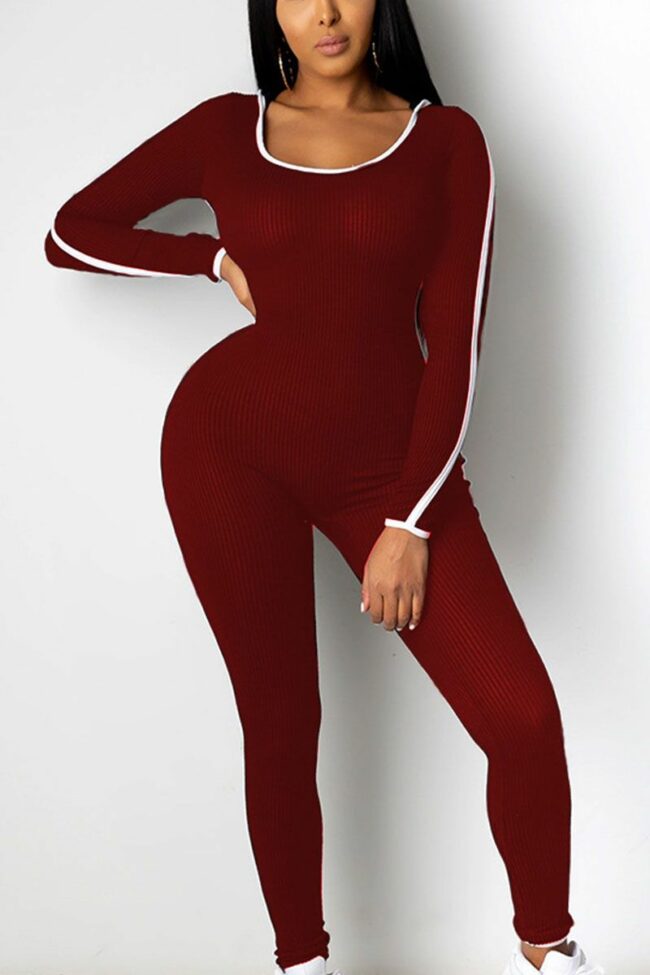 Sexy Adult Solid Split Joint Hooded Collar Regular Jumpsuits