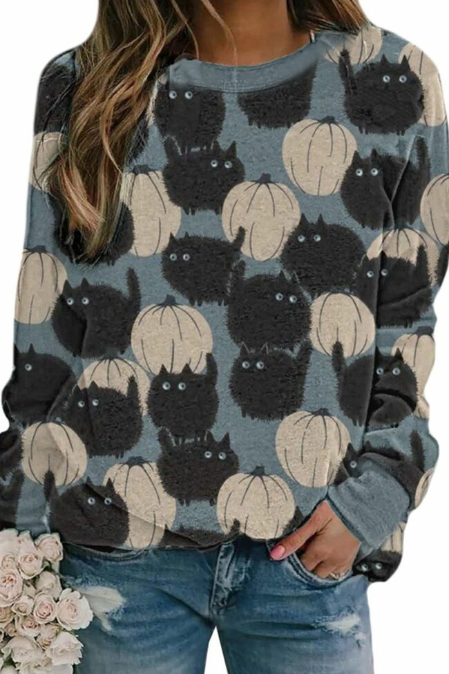 Fashion Casual Adult Polyester Print Pullovers O Neck Tops