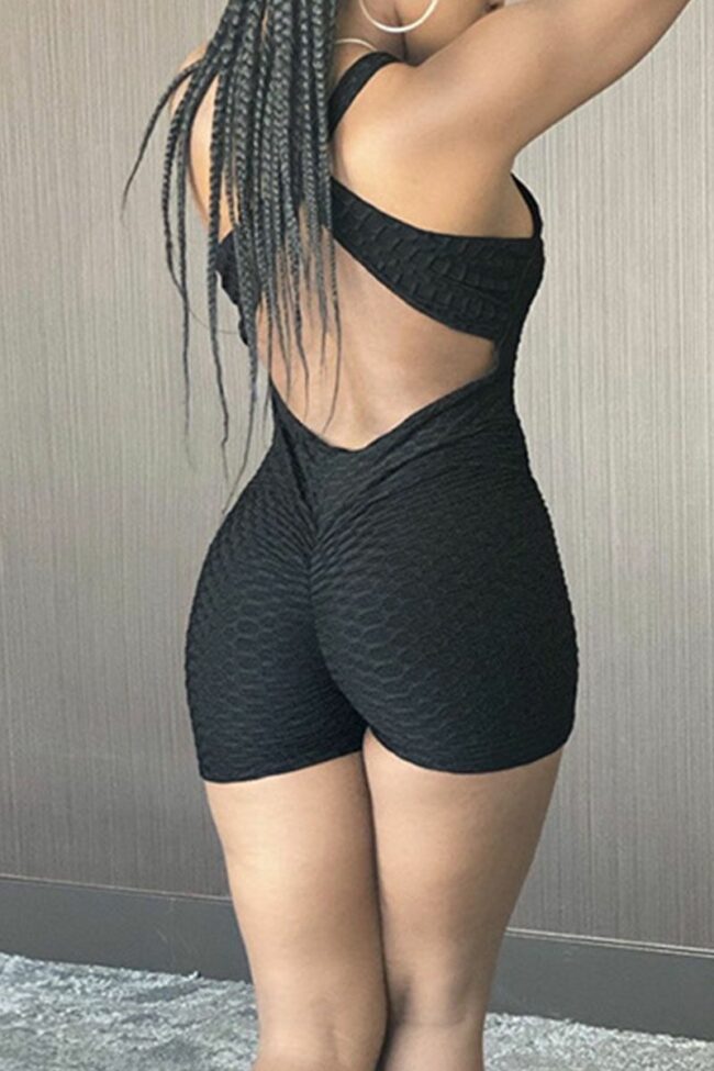 Sexy Sportswear Solid Split Joint Backless Spaghetti Strap Straight Jumpsuits