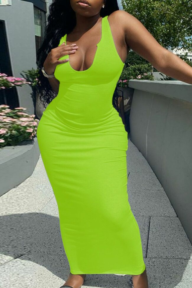 Casual Daily Solid Split Joint V Neck A Line Dresses