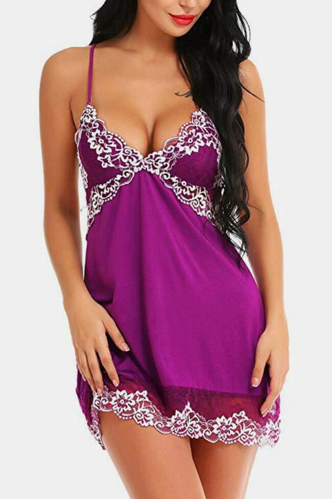 Sexy Fashion Suspender Lace Nightdress