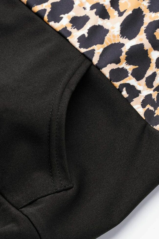 Casual Leopard Camouflage Print Split Joint Hooded Collar Long Sleeve Two Pieces