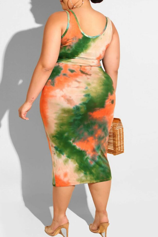 Fashion Sexy Print Bandage Two Piece Suits Plus Size Two Pieces