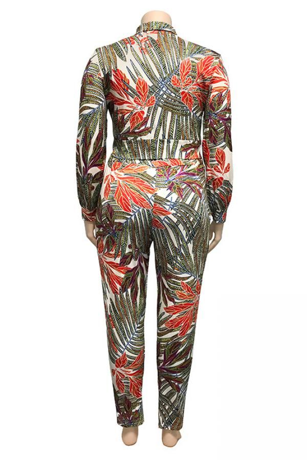 Polyester Sexy adult Fashion Casual O Neck Two Piece Suits Zippered Print